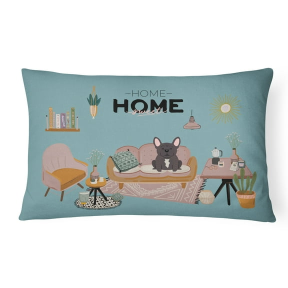 Carolines Treasures CK7854PW1216 Brindle French Bulldog Sweet Home  Canvas Fabric Decorative Pillow 12H x16W multicolor