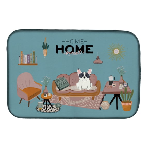 Piebald French Bulldog Sweet Home Dish Drying Mat