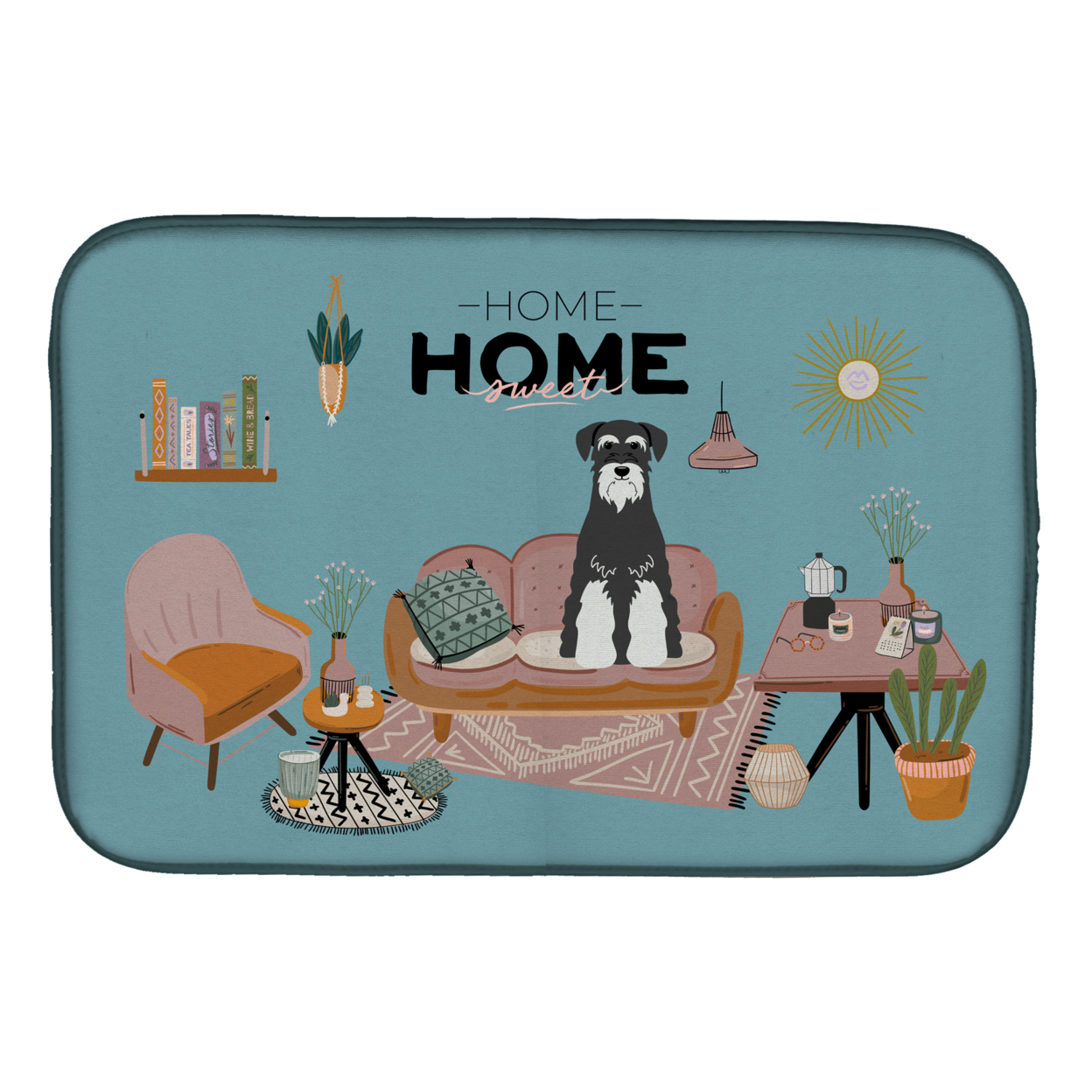 Carolines Treasures CK7878DDM Salt and Pepper Standard Schnauzer Sweet Home Dish Drying Mat 14 x 21" multicolor