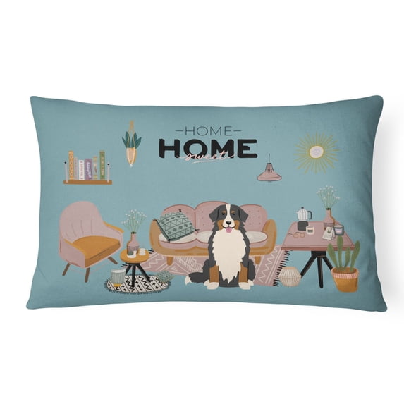 Carolines Treasures CK7881PW1216 Bernese Mountain Dog Sweet Home Canvas Fabric Decorative Pillow 12H x16W multicolor