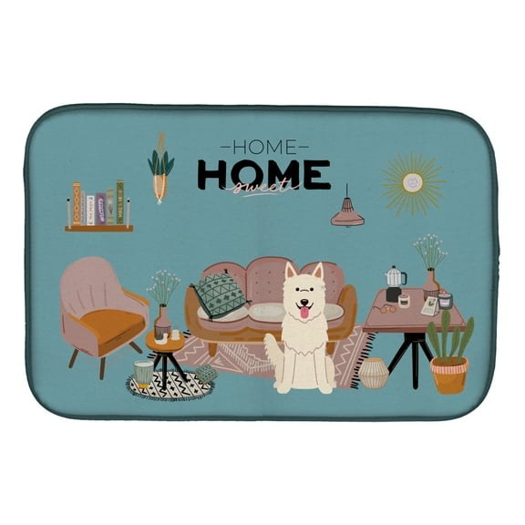 Carolines Treasures CK7890DDM White German Shepherd Sweet Home dish-drying-mats, 14 x 21, Multicolor