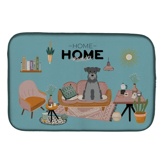 Black Silver Miniature Schnauzer Sweet Home Dish Drying Mat