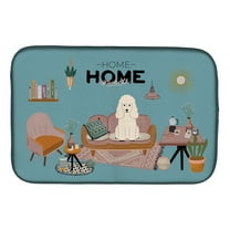 White Poodle Sweet Home Dish Drying Mat