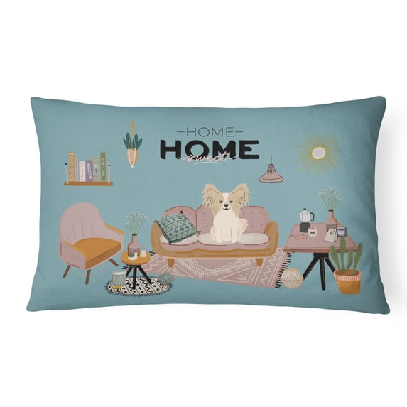 Sable White Papillon Sweet Home Canvas Fabric Decorative Pillow