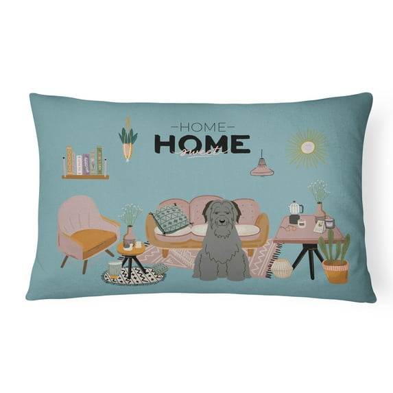 Carolines Treasures CK7926PW1216 Black Briard Sweet Home Canvas Fabric Decorative Pillow 12H x16W multicolor