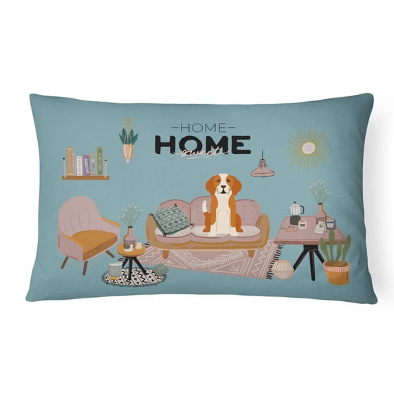 Carolines Treasures CK7955PW1216 English Foxhound Sweet Home Canvas Fabric Decorative Pillow 12H x16W multicolor