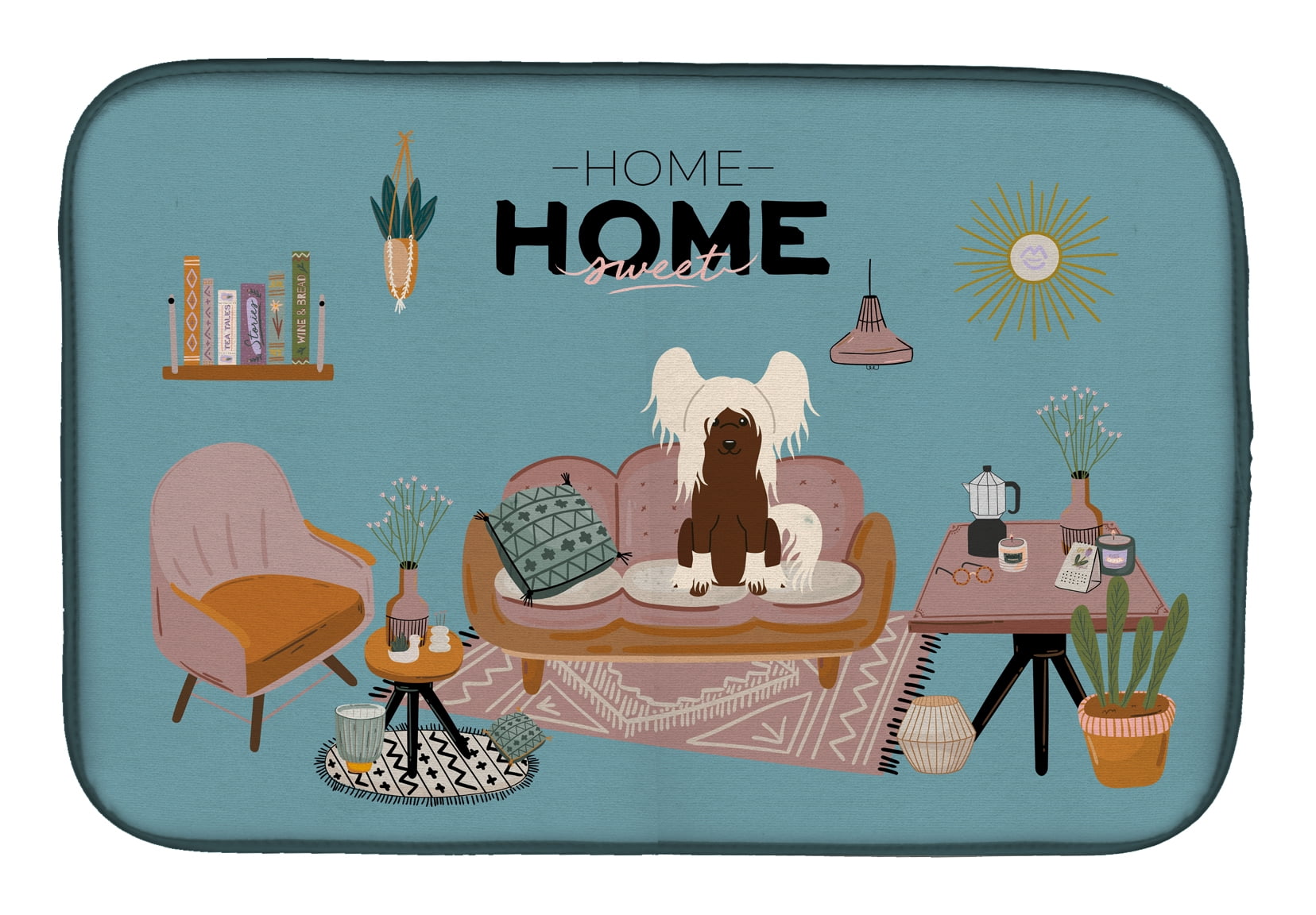 Cream Chinese Crested Sweet Home Dish Drying Mat