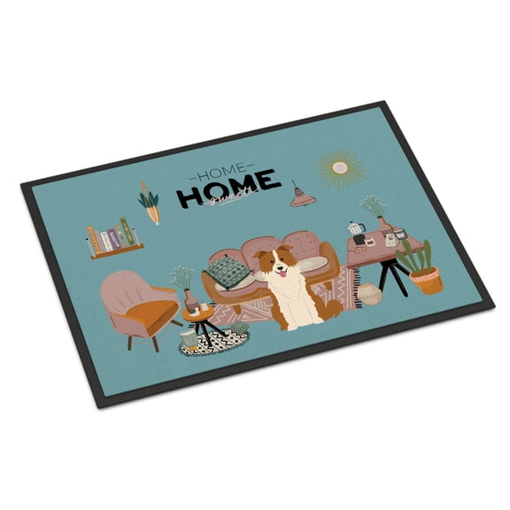 Red White Border Collie Sweet Home Indoor or Outdoor Mat 18x27 CK7964MAT