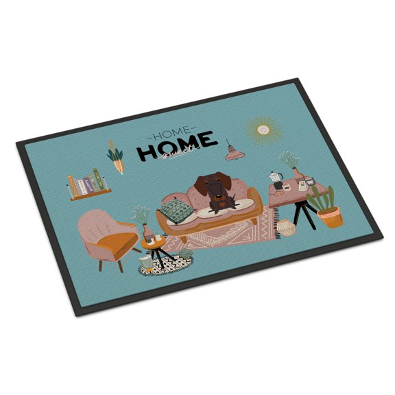 Chocolate Wire Haired Dachshund Sweet Home Door Mat