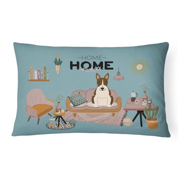 Dark Brindle Bull Terrier Sweet Home Canvas Fabric Decorative Pillow