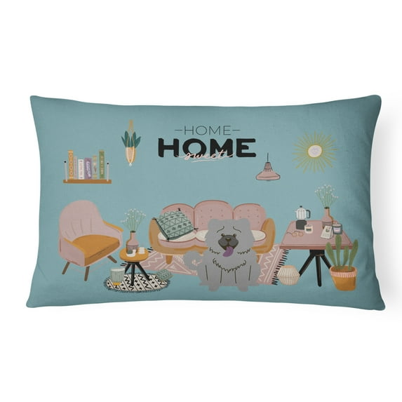 Carolines Treasures CK7984PW1216 Blue Chow Chow Sweet Home Canvas Fabric Decorative Pillow 12H x16W multicolor