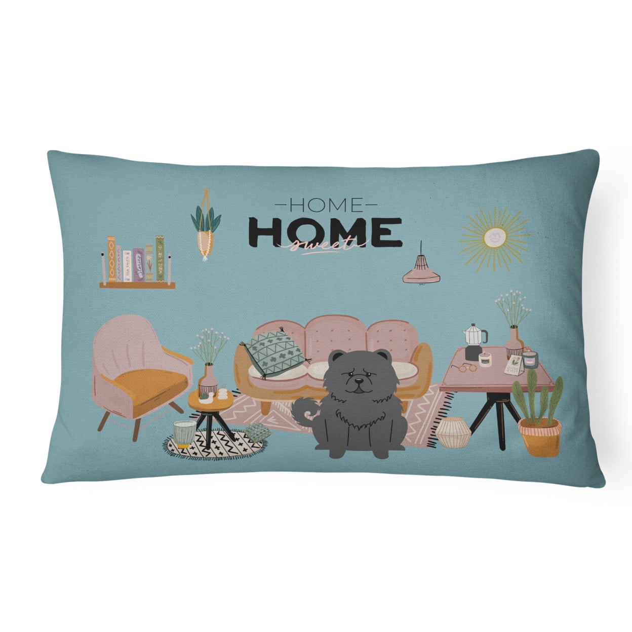 Carolines Treasures CK7988PW1216 Black Chow Chow Sweet Home Canvas Fabric Decorative Pillow 12H x16W multicolor