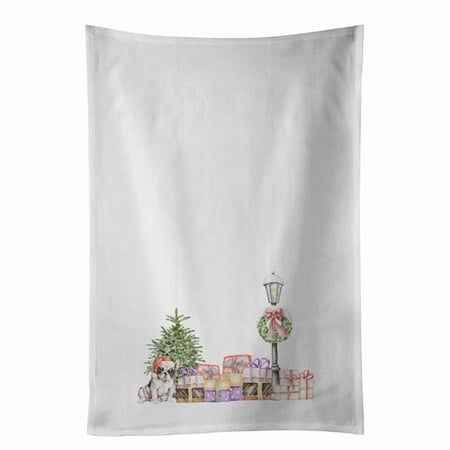Carolines Treasures CK8103WTKT 28 x 19 in. Unisex French Bulldog Black & White with Christmas Wonderland White Dish Towels Kitchen Towel - Set of 2