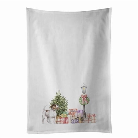Carolines Treasures CK8133WTKT 28 x 19 in. Unisex Jack Russell Terrier Wirehaired with Christmas Wonderland White Dish Towels Kitchen Towel - Set of 2