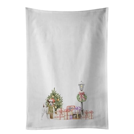 Carolines Treasures CK8135WTKT 28 x 19 in. Unisex Jack Russell Terrier Tricolor with Christmas Wonderland White Dish Towels Kitchen Towel - Set of 2