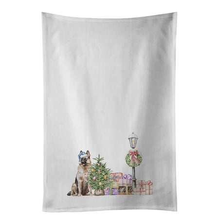 Carolines Treasures CK8141WTKT 28 x 19 in. Unisex German Shepherd Sitting with Christmas Wonderland White Dish Towels Kitchen Towel - Set of 2
