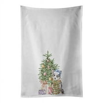 Carolines Treasures CK8187WTKT 28 x 19 in. Unisex Corgi Cardigan Blue Merle Christmas Presents & Tree White Dish Towels Kitchen Towel - Set of 2