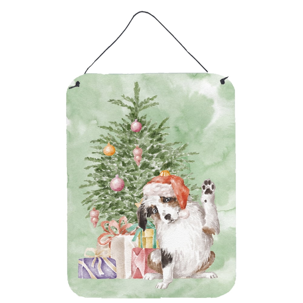 Carolines Treasures CK8198DS1216 Australian Shepherd High Five Christmas Presents and Tree Wall or Door Hanging Prints