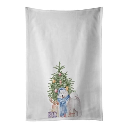 Carolines Treasures CK8202WTKT 28 x 19 in. Unisex Samoyed No.2 Christmas Presents & Tree White Dish Towels Kitchen Towel - Set of 2