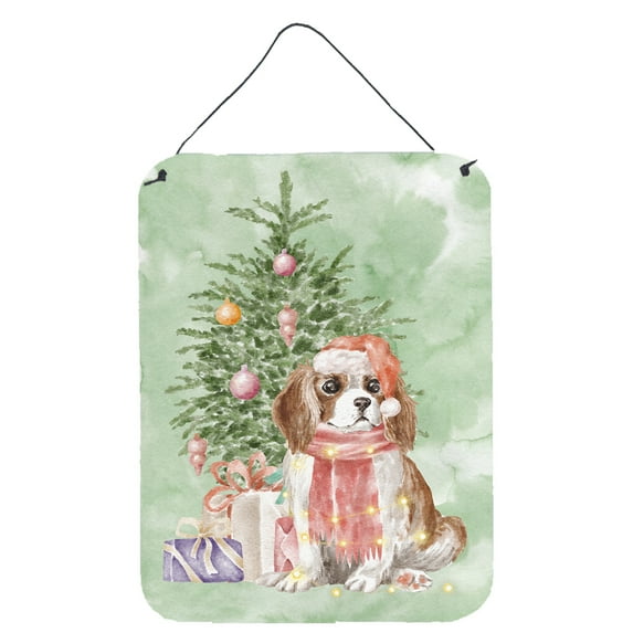 Carolines Treasures CK8211DS1216 Cavalier Spaniel Tricolor Blenheim Puppy Christmas Presents and Tree Wall or Door