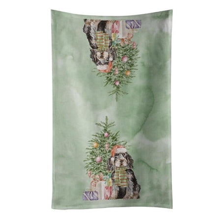 Carolines Treasures CK8216KTWL 25 x 15 in. Unisex Christmas English Cocker Spaniel Black & Tan Kitchen Towel, Multi Color