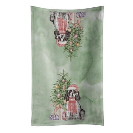 Carolines Treasures CK8218KTWL 25 x 15 in. Unisex Christmas English Cocker Spaniel Black Parti Kitchen Towel, Multi Color