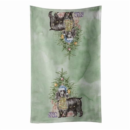 Carolines Treasures CK8219KTWL 25 x 15 in. Unisex Christmas English Cocker Spaniel Black Kitchen Towel, Multi Color