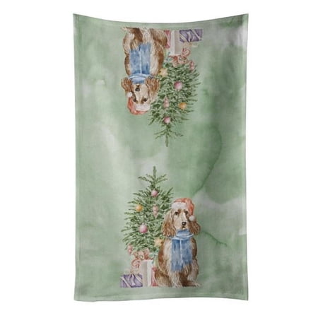Carolines Treasures CK8220KTWL 25 x 15 in. Unisex Christmas English Cocker Spaniel Tan Kitchen Towel, Multi Color