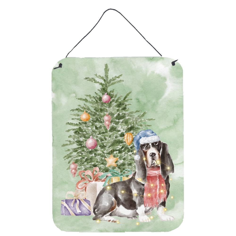 Carolines Treasures CK8224DS1216 Basset Hound Design2 Christmas Presents and Tree Wall or Door Hanging Prints 12x16