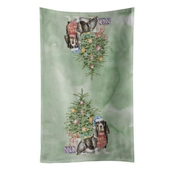 Carolines Treasures CK8224KTWL 25 x 15 in. Unisex Christmas Basset Hound No.2 Kitchen Towel, Multi Color