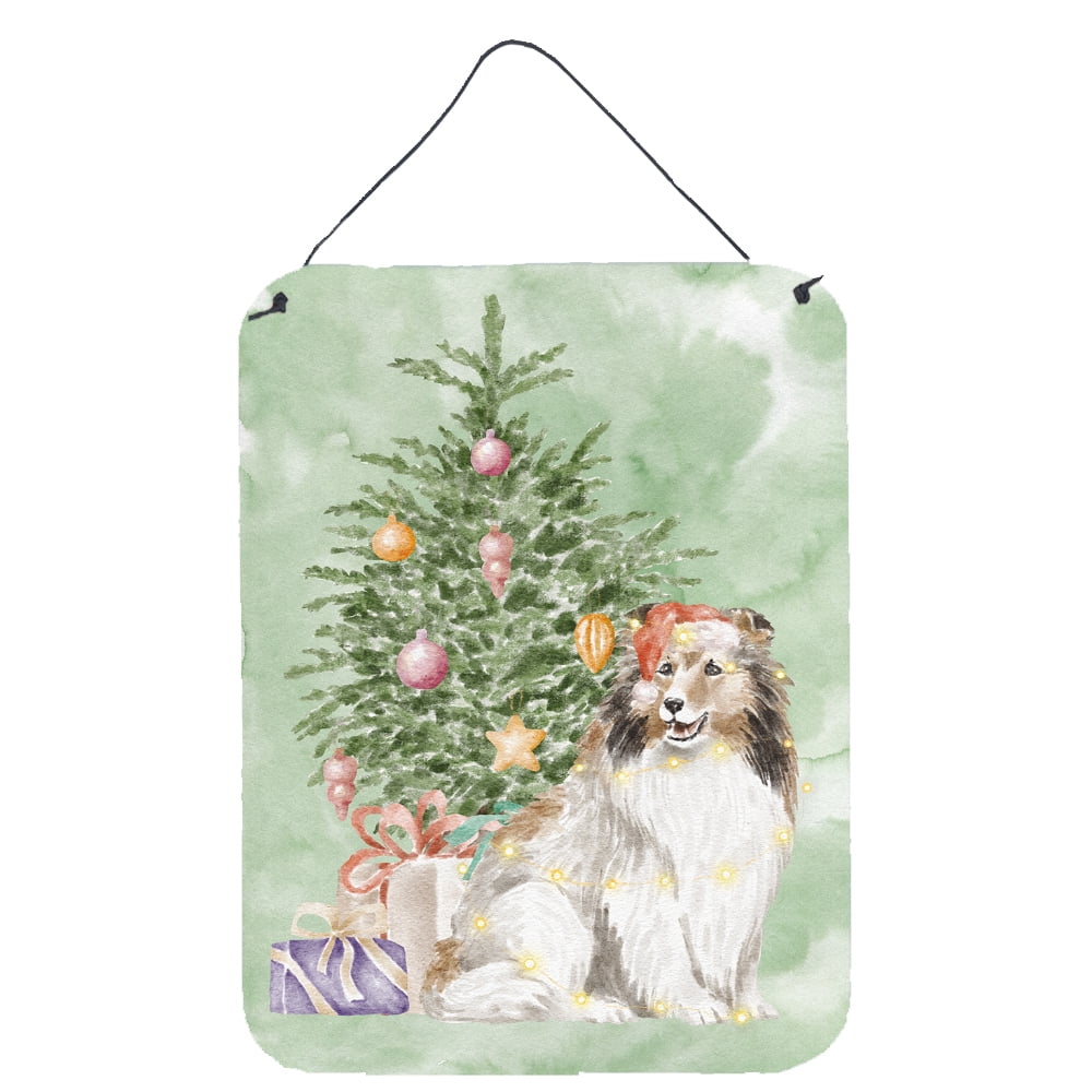 Carolines Treasures CK8247DS1216 Sheltie Christmas Presents and Tree Wall or Door Hanging Prints 12x16 multicolor