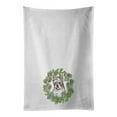 thumbnail image 1 of Carolines Treasures CK8801WTKT 28 x 19 in. Unisex French Bulldog Puppy Pied Christmas Wreath White Dish Towels Kitchen Towel - Set of 2, 1 of 3