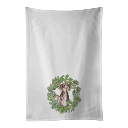 Carolines Treasures CK8832WTKT 28 x 19 in. Unisex Dachshund Chocolate & Tan Christmas Wreath White Dish Towels Kitchen Towel - Set of 2