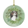 thumbnail image 1 of Cavalier Spaniel Tricolor Christmas Wreath Ceramic Ornament 2.8 in x 2.8 in, 1 of 3