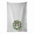 thumbnail image 1 of Carolines Treasures CK8856WTKT 28 x 19 in. Unisex Basset Hound Puppy Tricolor Christmas Wreath White Dish Towels Kitchen Towel - Set of 2, 1 of 3