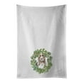 thumbnail image 1 of Carolines Treasures CK8858WTKT 28 x 19 in. Unisex Basset Hound Tricolor Christmas Wreath White Dish Towels Kitchen Towel - Set of 2, 1 of 3