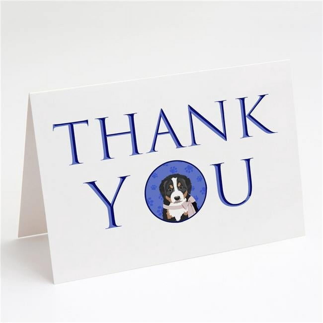 Carolines Treasures CK8940GCA7P 5 x 7 in. Unisex Bernese Mountain Dog Puppy No.1 Thank You Greeting Cards & Envelopes, Multi Color - Pack of 8
