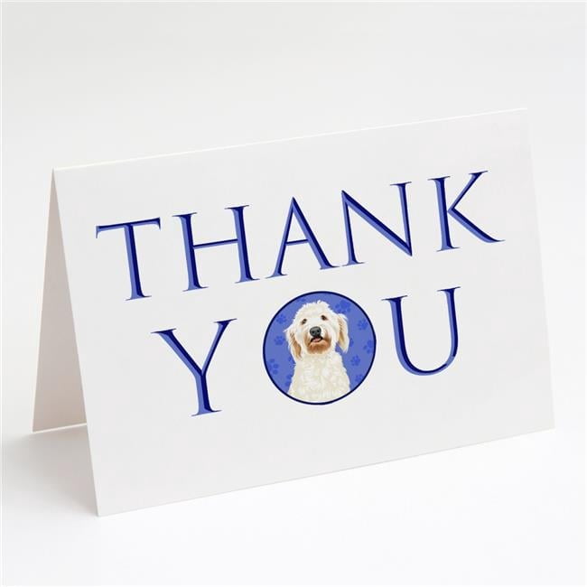 Carolines Treasures CK8976GCA7P 5 x 7 in. Unisex Doodle Cream No.6 Thank You Greeting Cards & Envelopes, Multi Color - Pack of 8