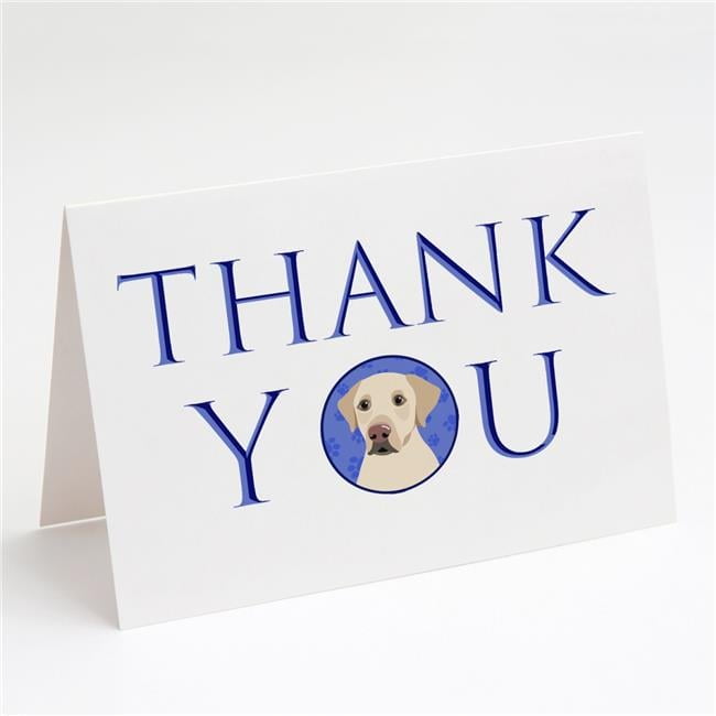 Carolines Treasures CK9048GCA7P 5 x 7 in. Unisex Labrador Retriever Yellow No.3 Thank You Greeting Cards & Envelopes, Multi Color - Pack of 8