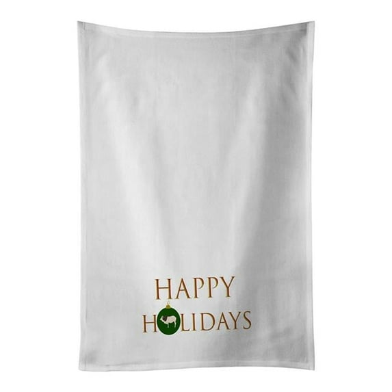 Carolines Treasures CK9384WTKT 28 x 19 in. Unisex Cows-Malvi Cow Happy Holidays White Dish Towels Kitchen Towel - Set of 2