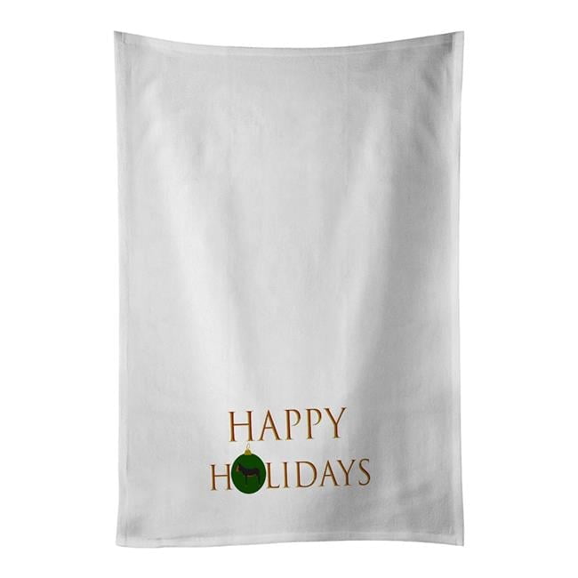 Donkeys & Mules - Catalan Donkey Happy Holidays White Kitchen Towel Set of 2 19 in x 28 in