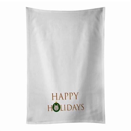 Carolines Treasures CK9560WTKT 28 x 19 in. Unisex Danish Spitz-Dog Face Happy Holidays Christmas White Dish Towels Kitchen Towel - Set of 2