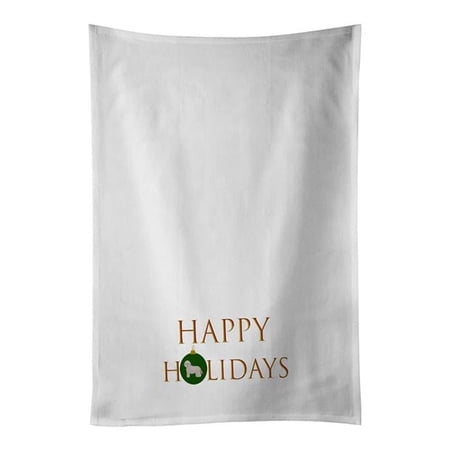 Carolines Treasures CK9630WTKT 28 x 19 in. Unisex Cyprus Poodle Happy Holidays White Dish Towels Kitchen Towel - Set of 2