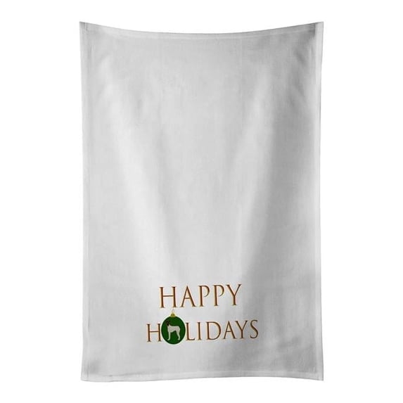 Carolines Treasures CK9656WTKT 28 x 19 in. Unisex Japanese Terrier Happy Holidays White Dish Towels Kitchen Towel - Set of 2