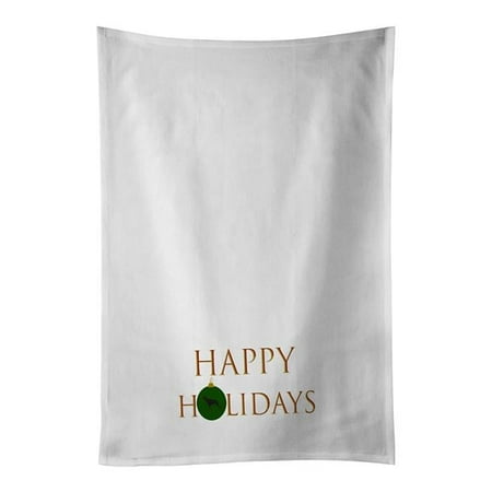 Carolines Treasures CK9779WTKT 28 x 19 in. Unisex Doberman Pinscher Happy Holidays White Dish Towels Kitchen Towel - Set of 2