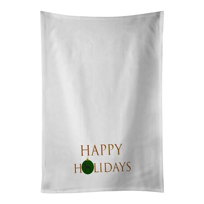 Carolines Treasures CK9794WTKT 28 x 19 in. Unisex Great Dane Happy Holidays White Dish Towels Kitchen Towel - Set of 2