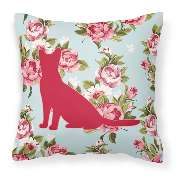 Carolines Treasures Cat Shabby Chic Blue Roses Canvas Fabric Decorative Pillow BB1071 18H x18W multicolor