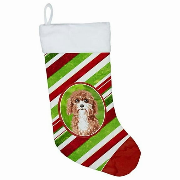 Cavapoo Christmas Candy Stripe Christmas Stocking