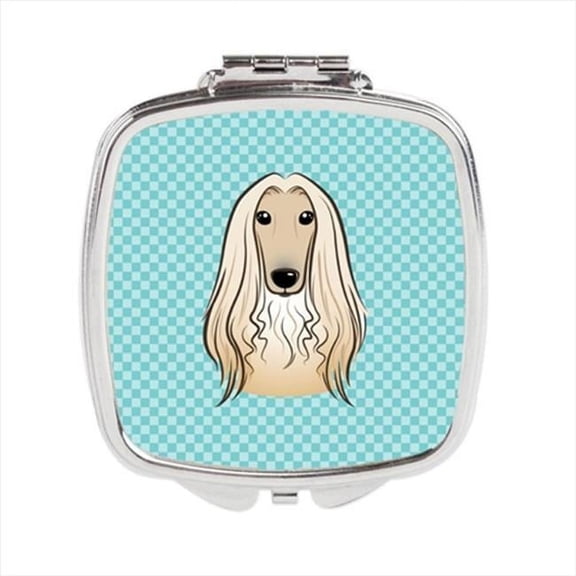 Carolines Treasures Checkerboard Blue Afghan Hound Compact Mirror