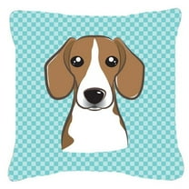 Caroline's Treasures BB1177PW1818 Checkerboard Blue Beagle Canvas Fabric Decorative Pillow , 18H x18W, multicolor